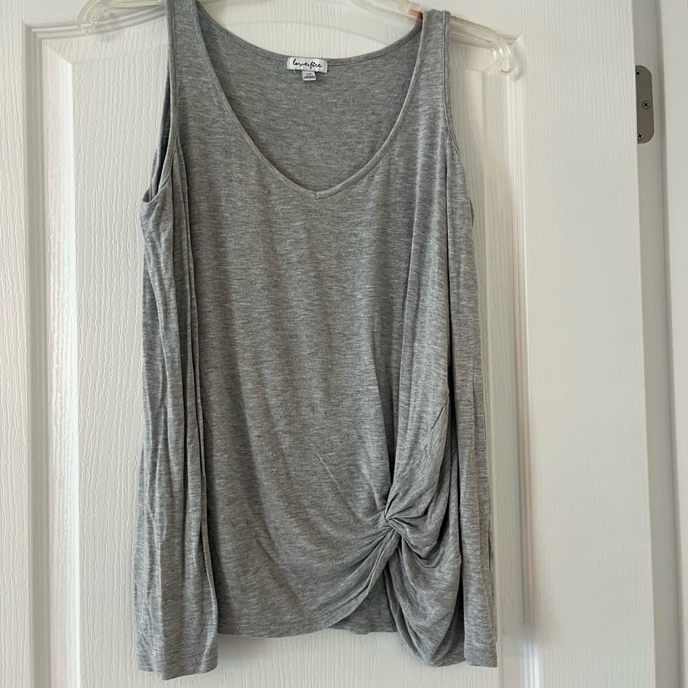 Love, Fire grey cold shoulder top size small